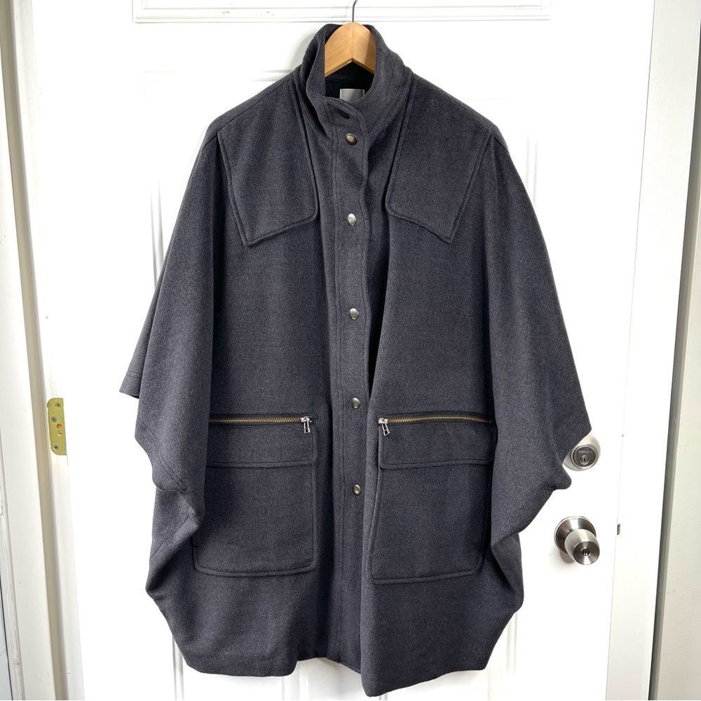 Leith Wool Charcoal Grey Short Sleeve Oversized Jacket Size M/L